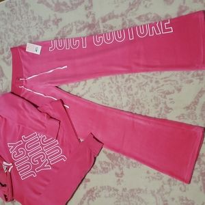 🔥Trending, Barbie Pink Juicy Couture Velour Hoodie & Matching flare Pant